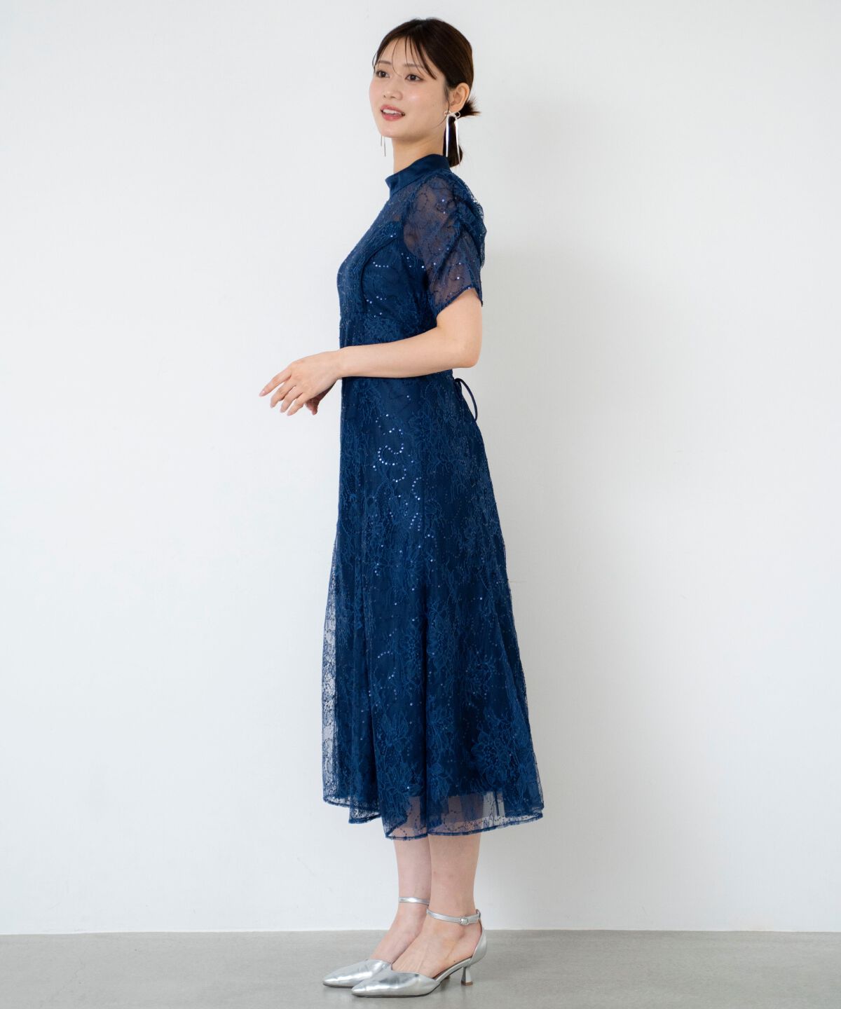 アンドクチュール「スパンコールラッセルレースドレス」|ドレス|