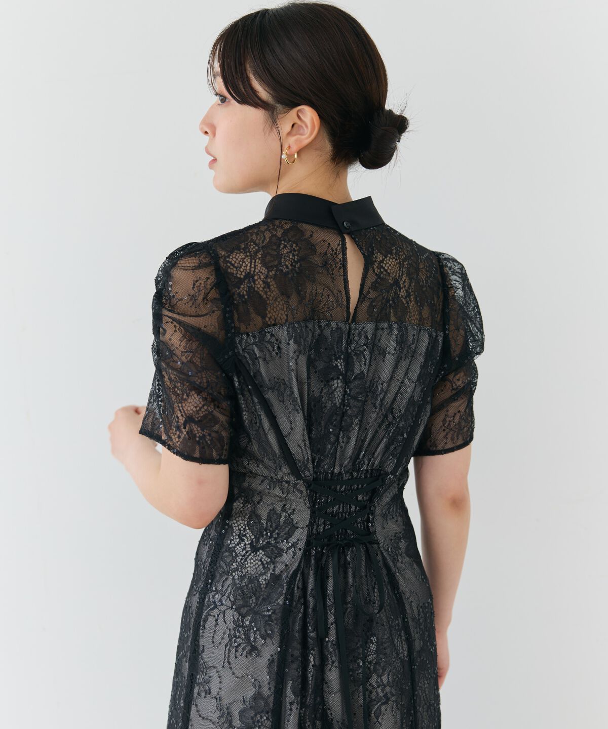 アンドクチュール「スパンコールラッセルレースドレス」|ドレス|