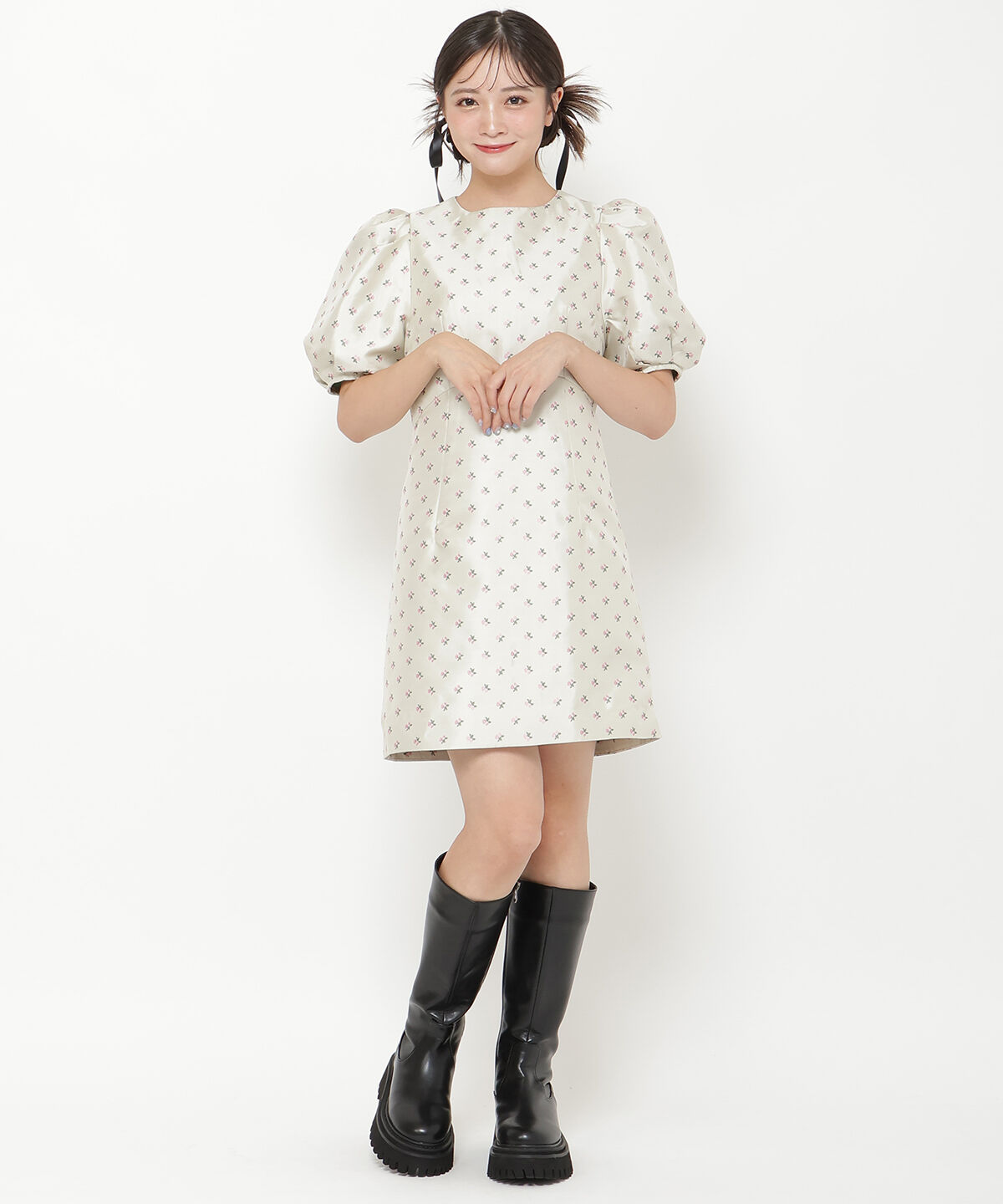 REDYAZEL「ジャガードフラワーミニワンピース」|ワンピース|