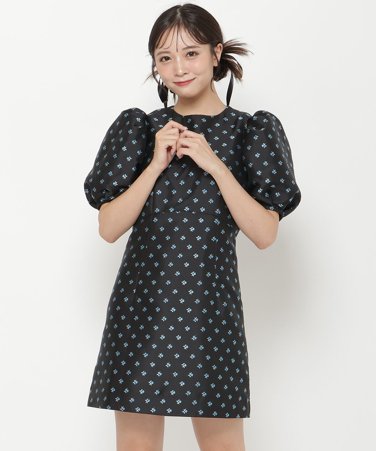 REDYAZEL「ジャガードフラワーミニワンピース」|ワンピース|ブラック