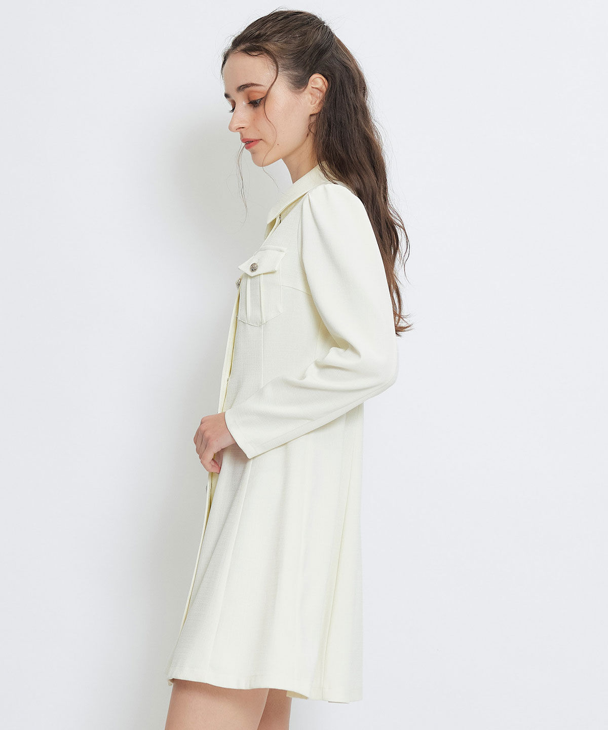 REDYAZEL「スプリングツイードシャツミニフレアワンピース」|ワンピース|