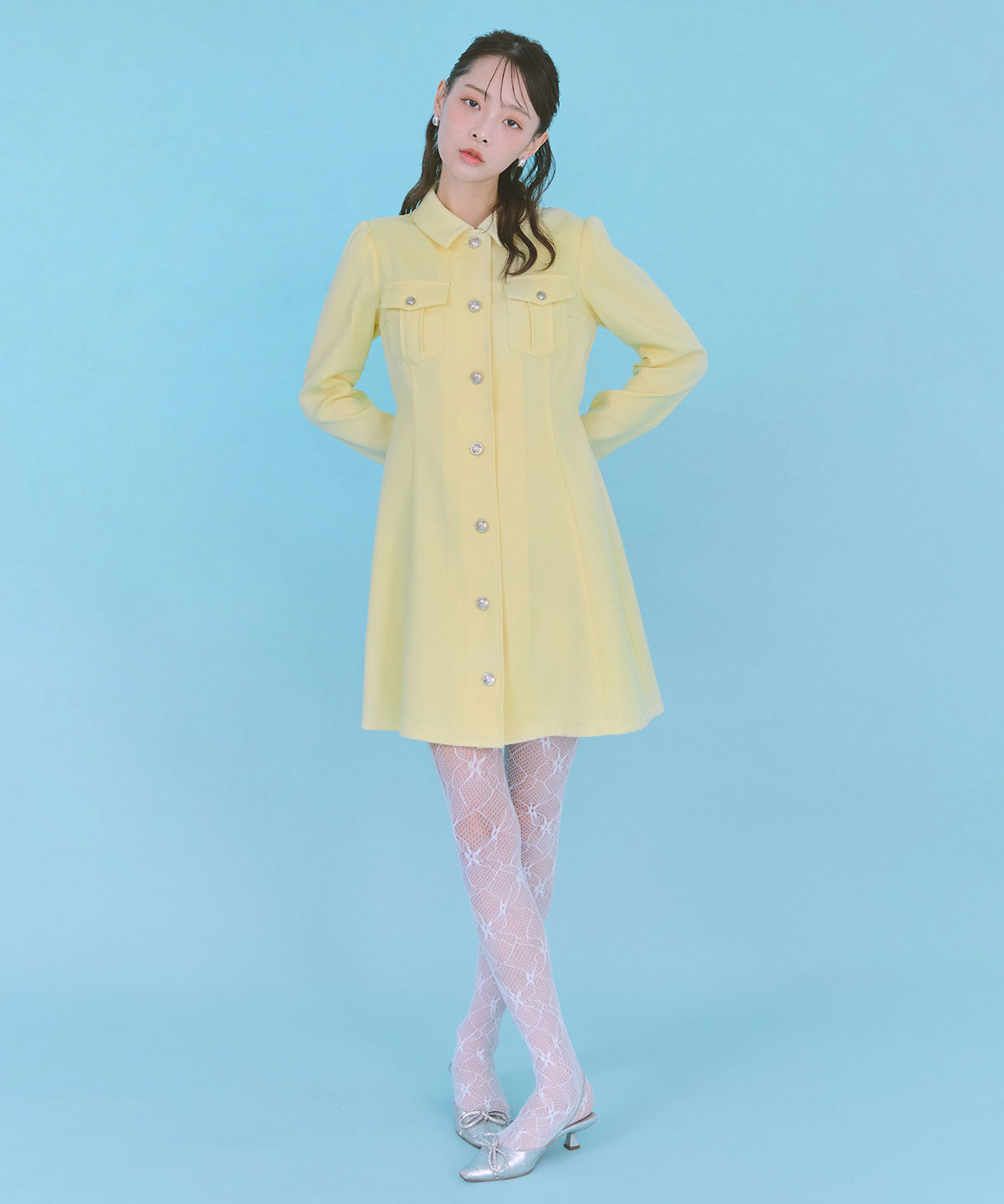 REDYAZEL「スプリングツイードシャツミニフレアワンピース」|ワンピース|