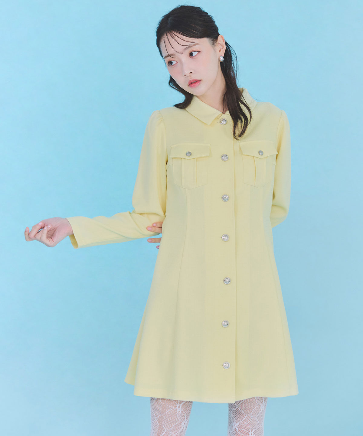 REDYAZEL「スプリングツイードシャツミニフレアワンピース」|ワンピース|