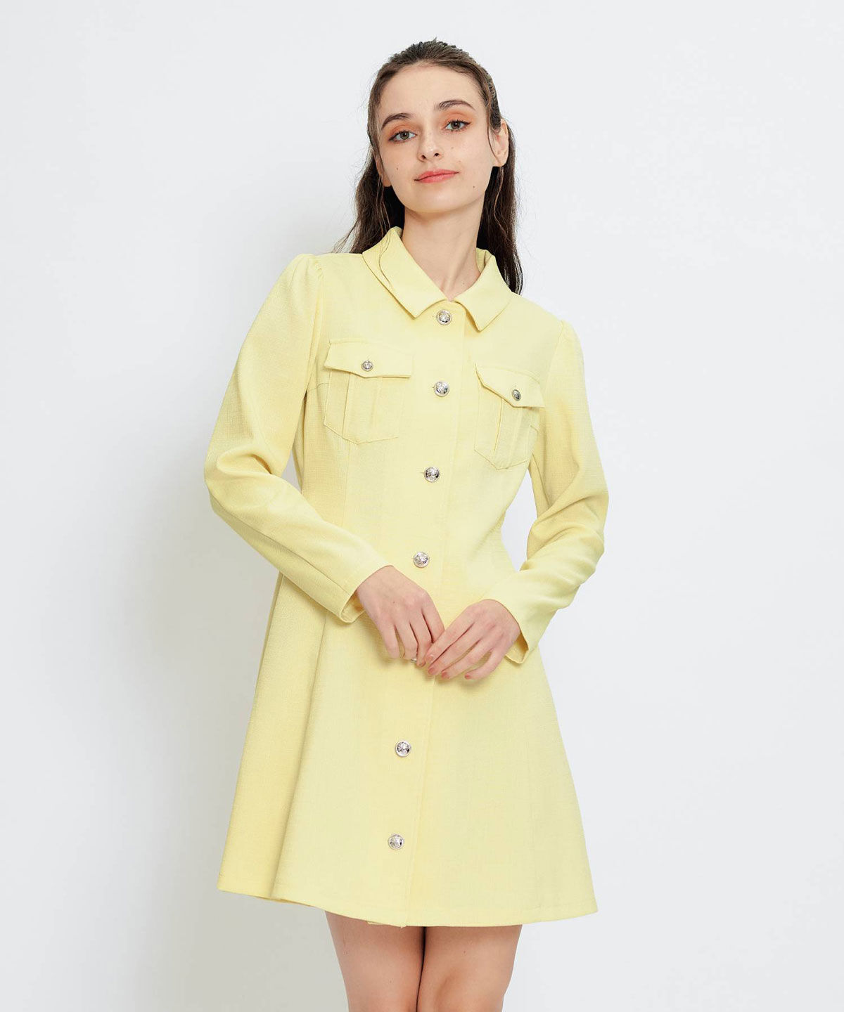 REDYAZEL「スプリングツイードシャツミニフレアワンピース」|ワンピース|