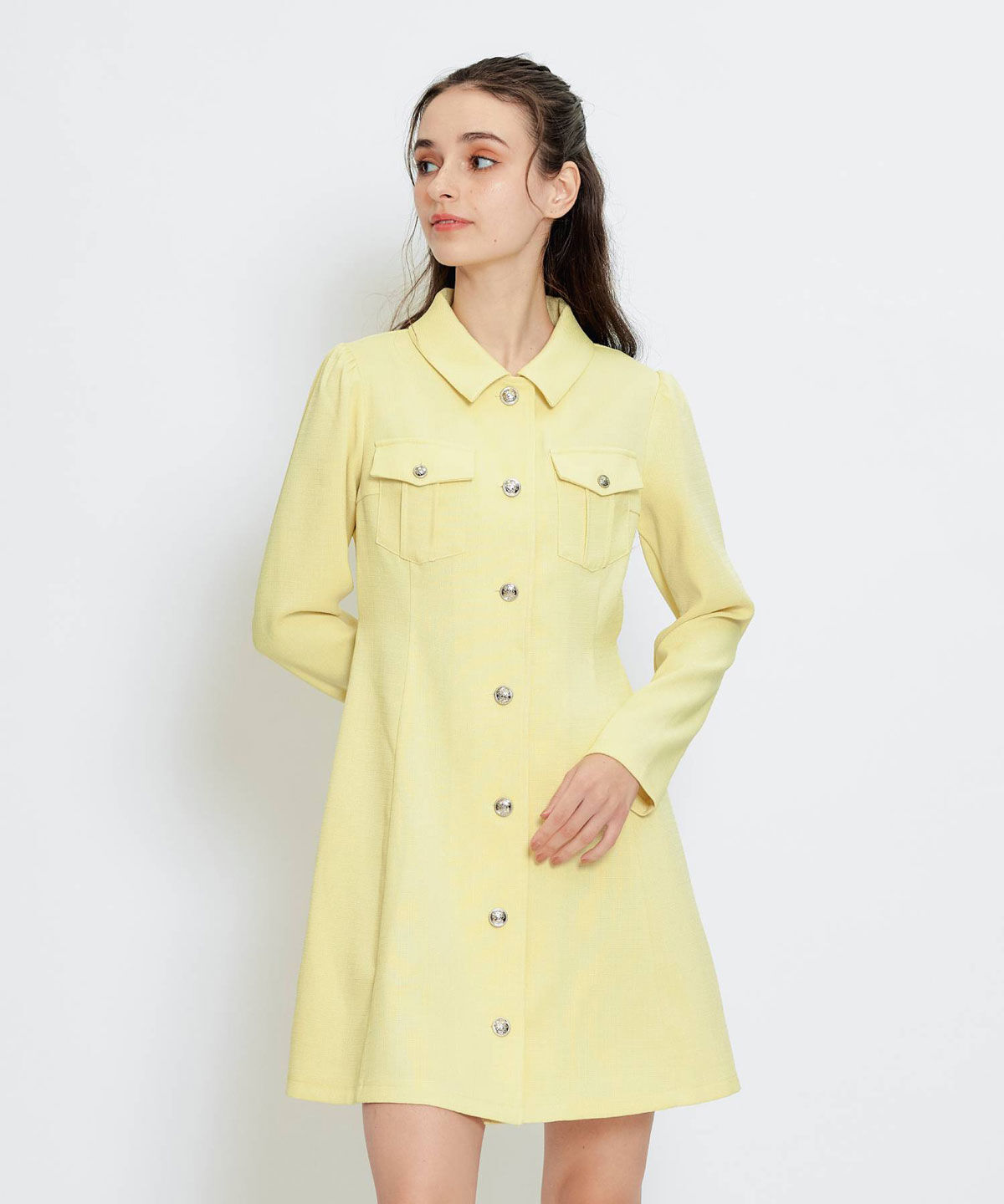 REDYAZEL「スプリングツイードシャツミニフレアワンピース」|ワンピース|