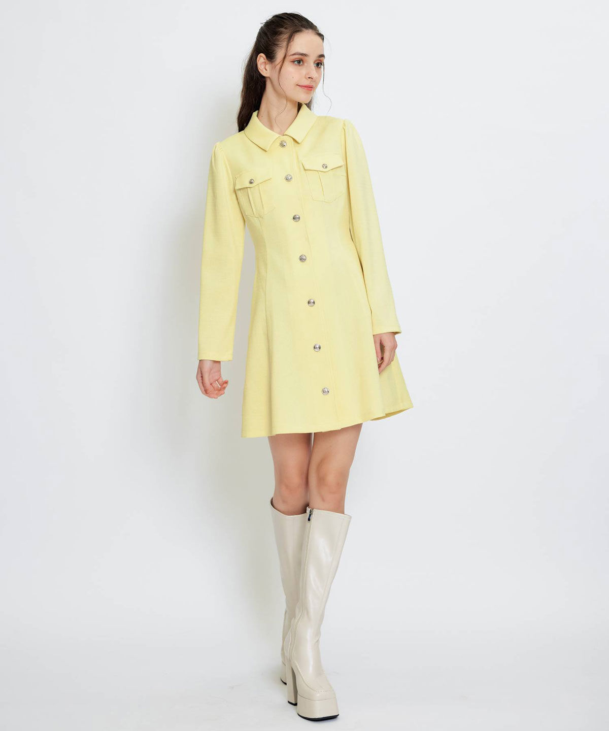 REDYAZEL「スプリングツイードシャツミニフレアワンピース」|ワンピース|