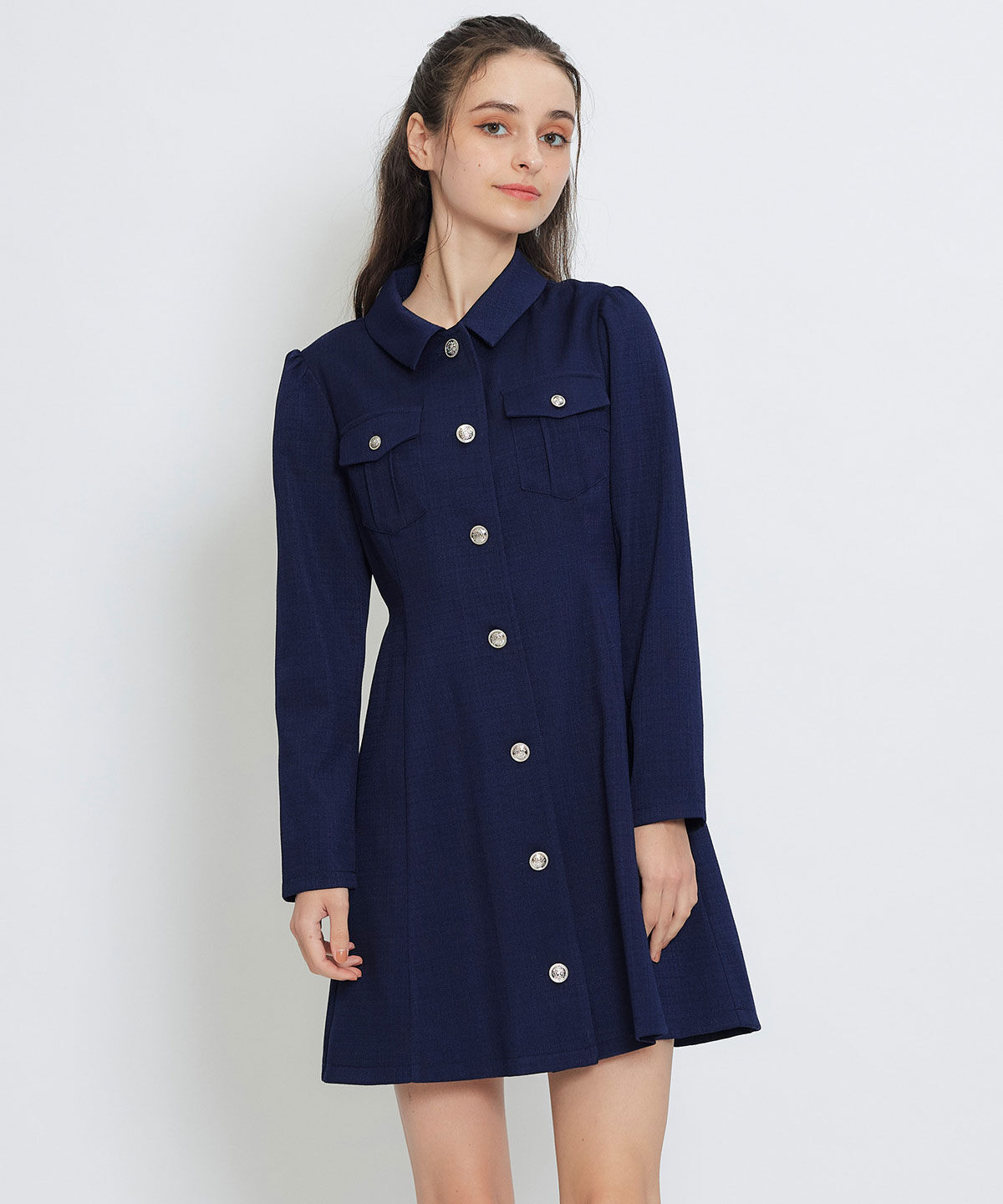 REDYAZEL「スプリングツイードシャツミニフレアワンピース」|ワンピース|