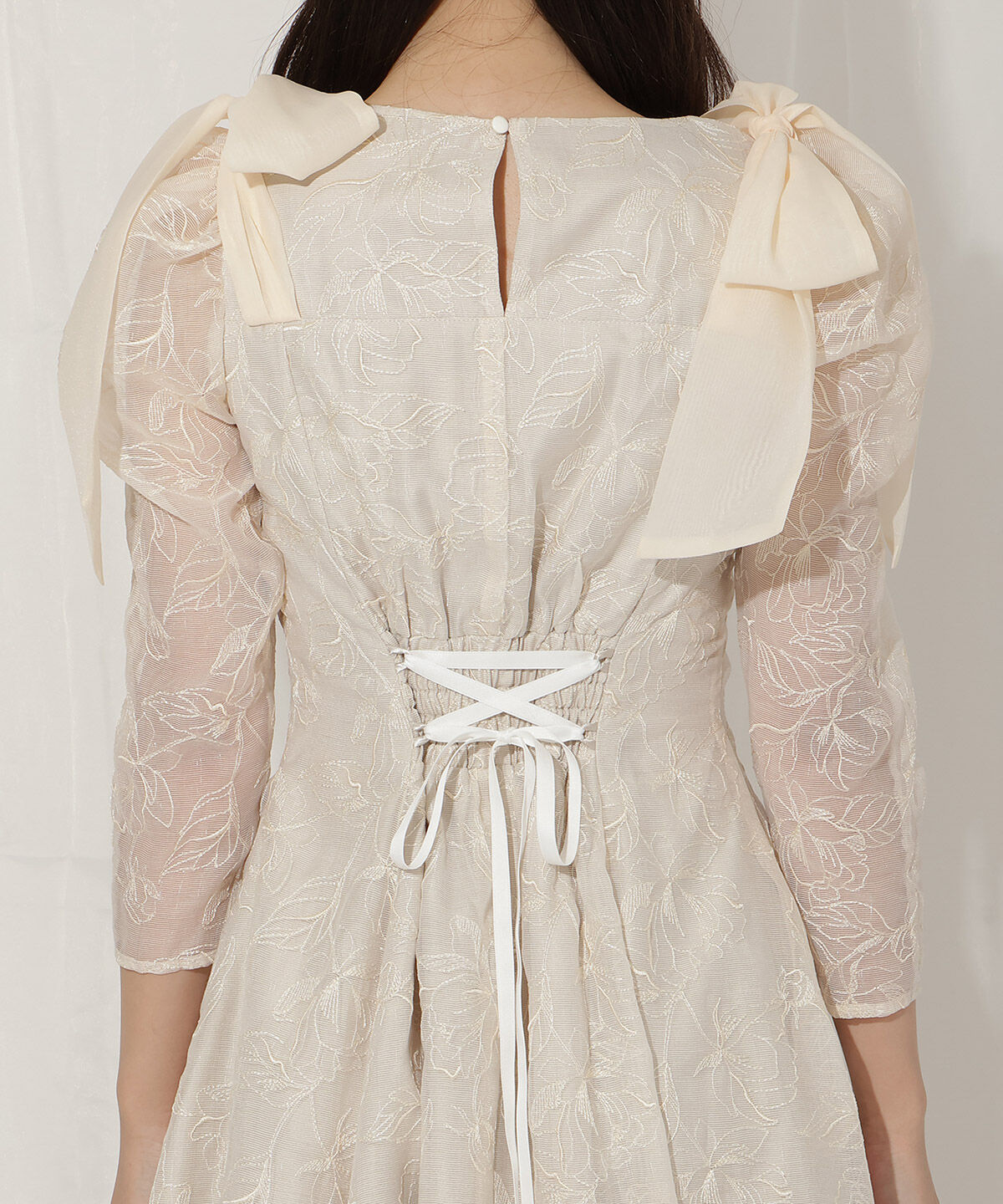 WILLSELECTION「フラワー刺繍肩リボンドレス」|ドレス|