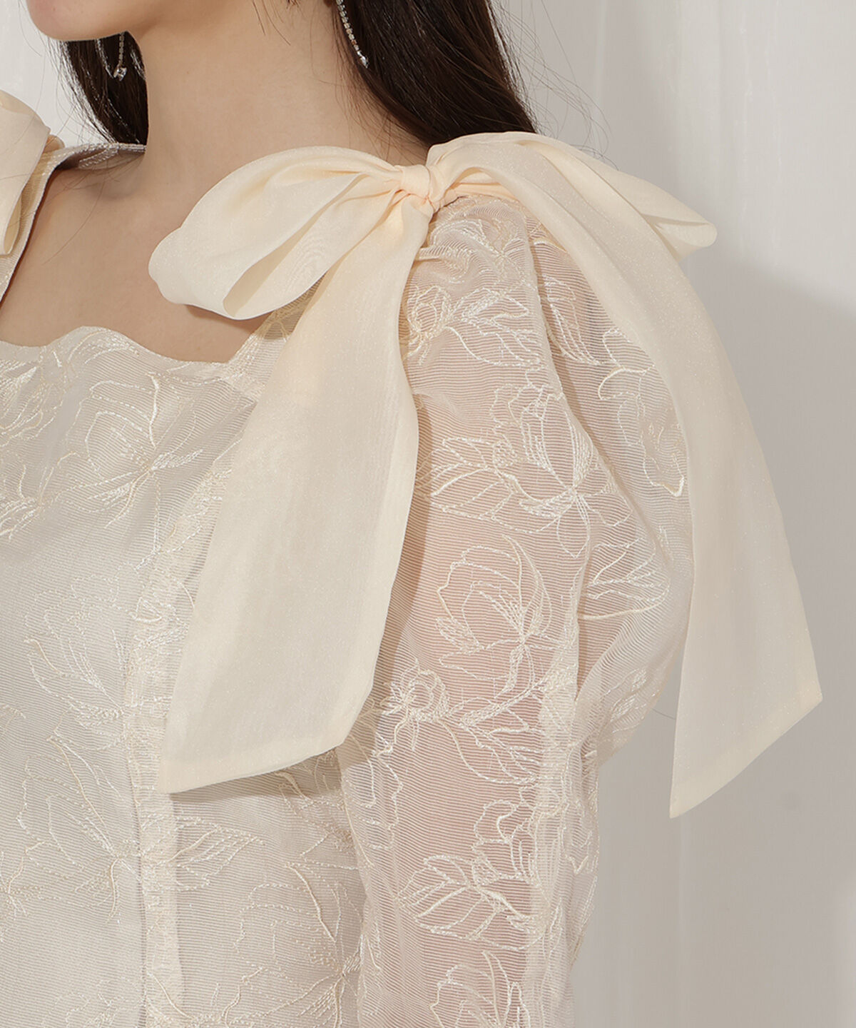 WILLSELECTION「フラワー刺繍肩リボンドレス」|ドレス|