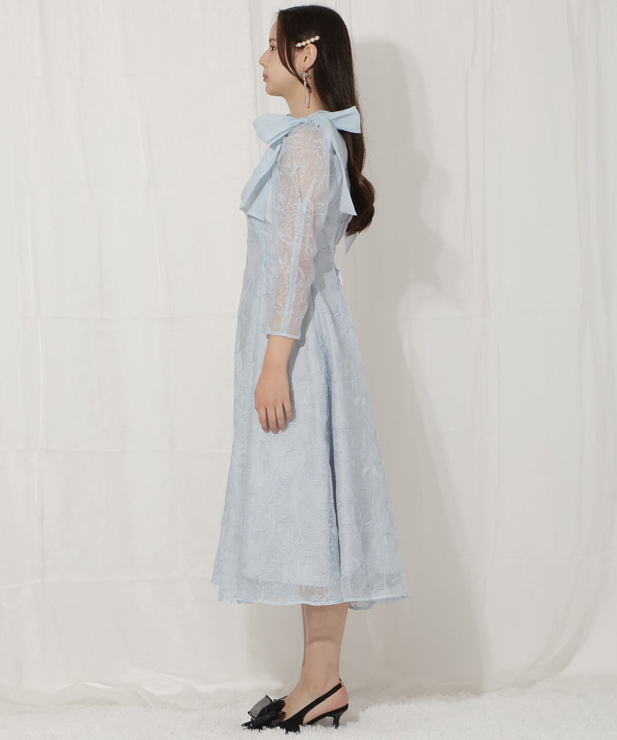 WILLSELECTION「フラワー刺繍肩リボンドレス」|ドレス|