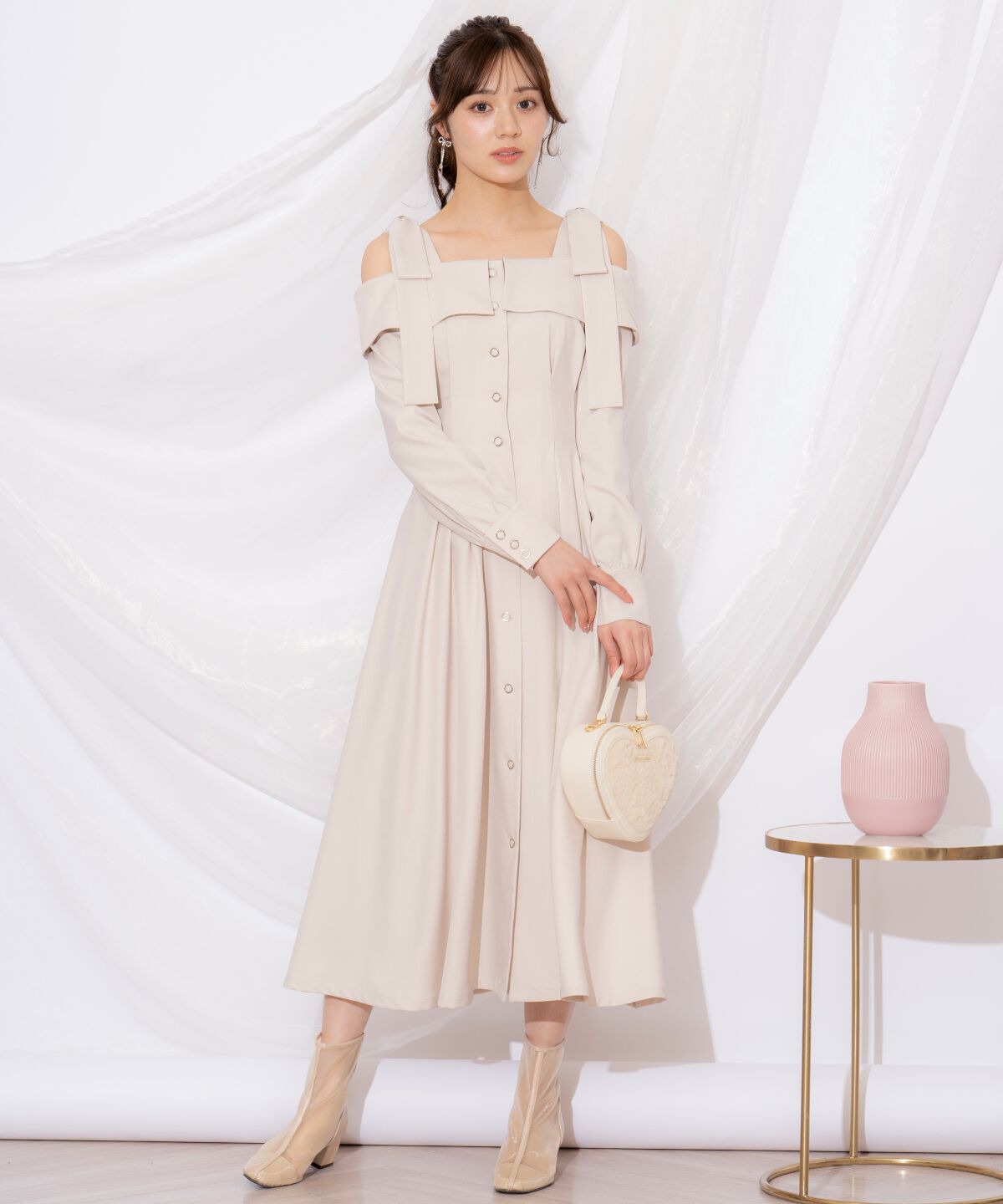 WILLSELECTION「ショルダーリボンタックウエストシャツワンピース」|ワンピース|