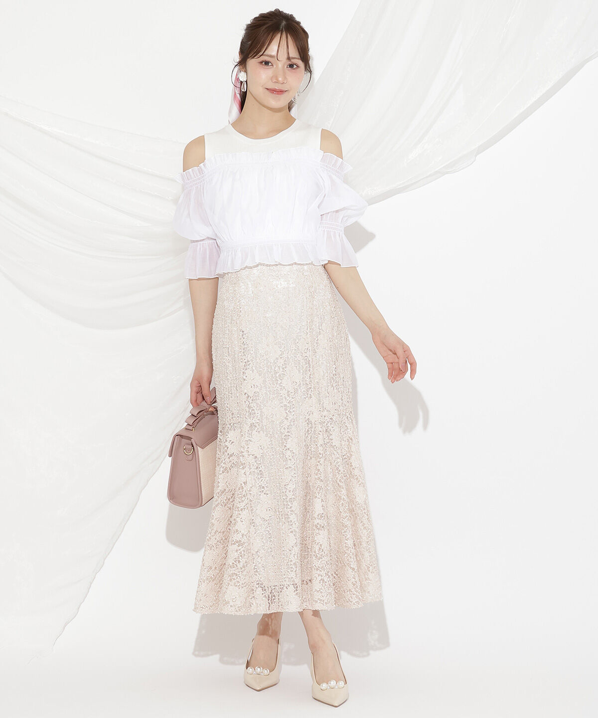 WILLSELECTION「スパンコールレースマーメイドスカート」|フレア|