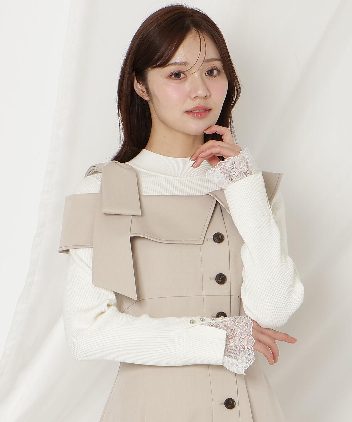 WILLSELECTION「アシンメトリーリボンショルダーワンピース」|ワンピース|