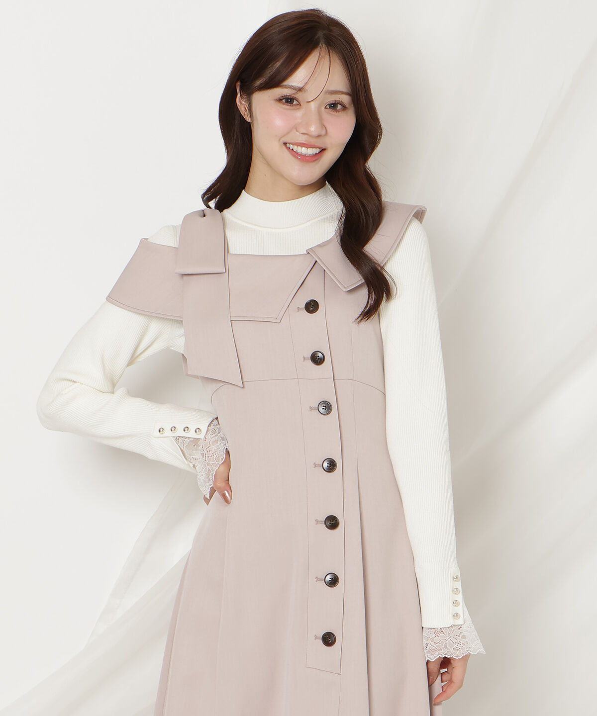 WILLSELECTION「アシンメトリーリボンショルダーワンピース」|ワンピース|