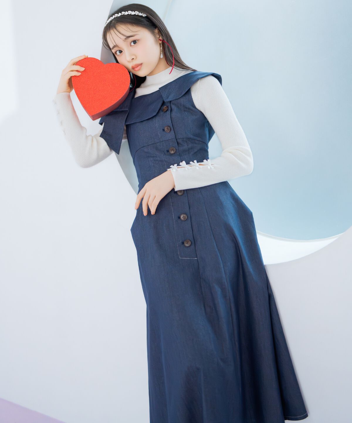 WILLSELECTION「アシンメトリーリボンショルダーワンピース」|ワンピース|