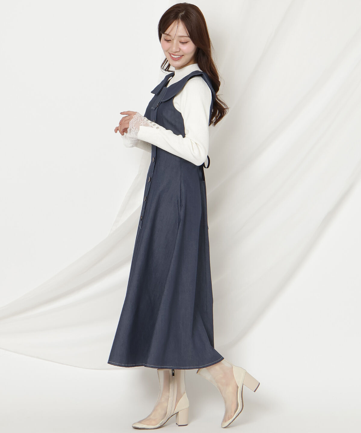 WILLSELECTION「アシンメトリーリボンショルダーワンピース」|ワンピース|