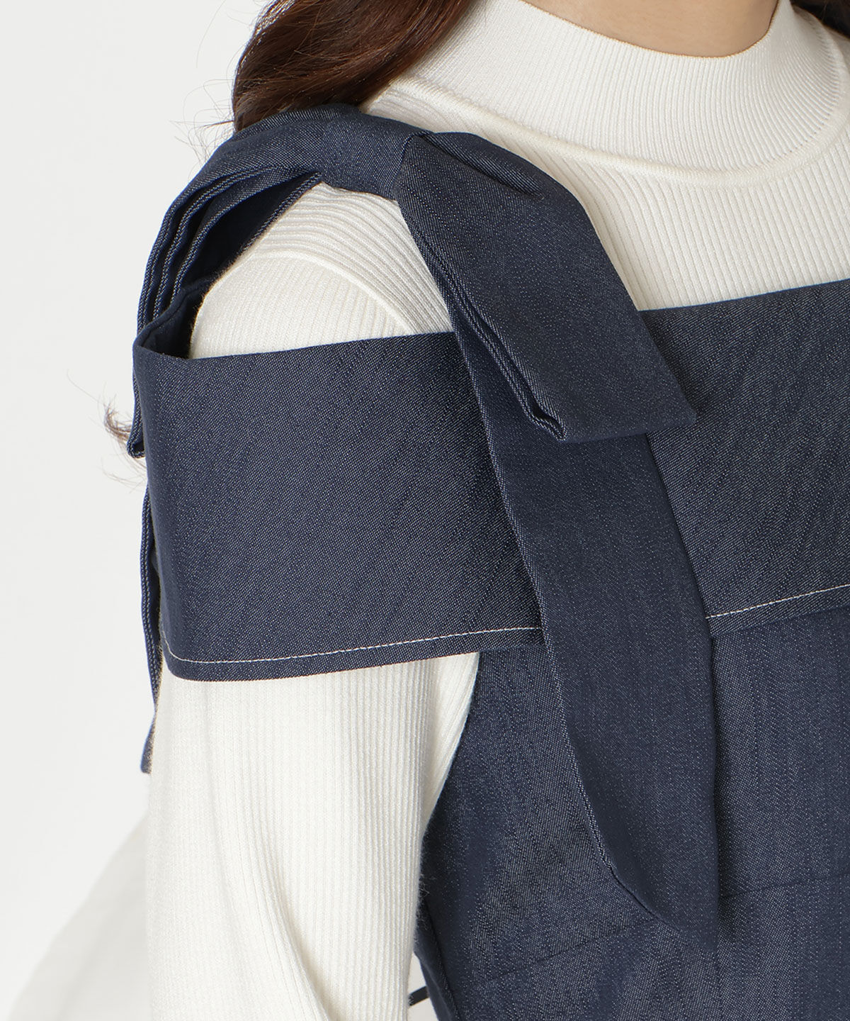 WILLSELECTION「アシンメトリーリボンショルダーワンピース」|ワンピース|