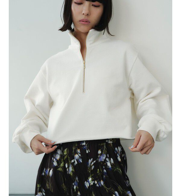 EMMEL REFINES「＜EMMEL REFINES＞EM ウラケ ハーフジップ プルオーバー」|スウェット・ジャージ|WHITE