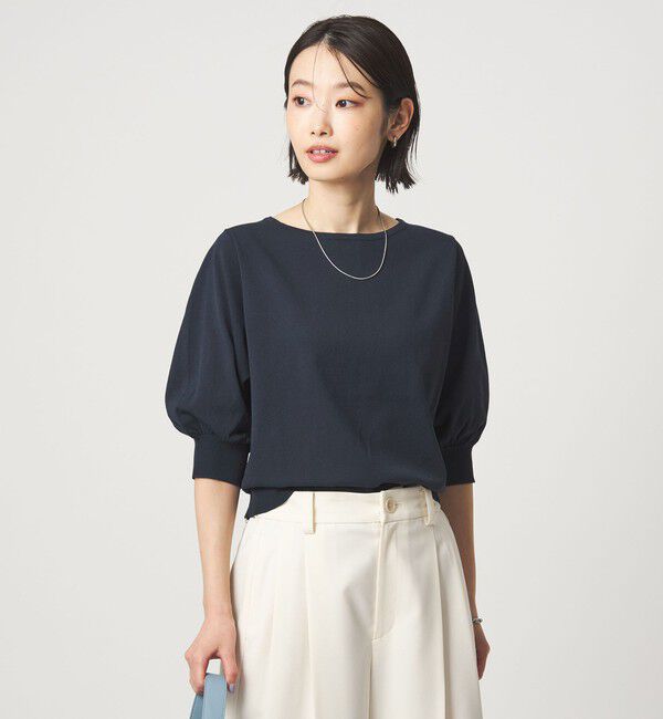 UNITED ARROWS green label relaxing「HIYOKE フォルム スリーブ プルオーバー ニット」|ニット・セーター|NAVY