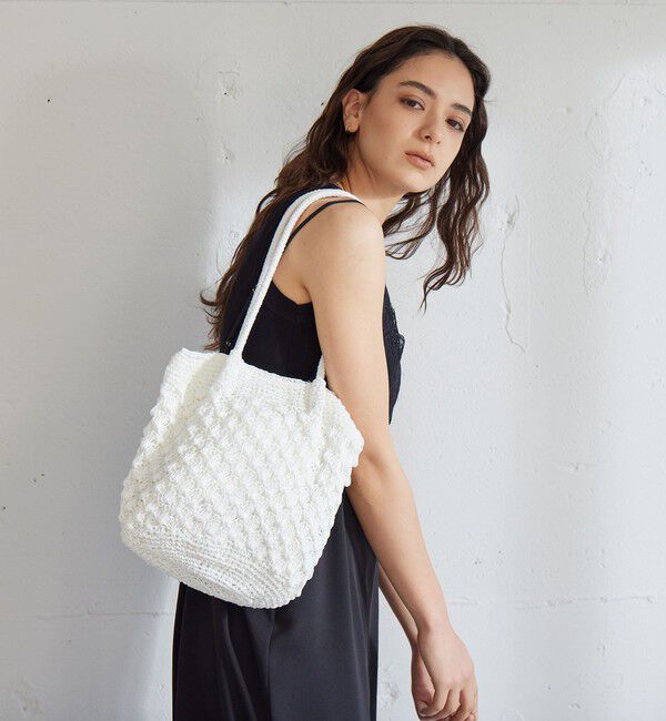 UNITED ARROWS green label relaxing「メタリックヤーンレーシー トートバッグ / ショルダーバッグ」|ショルダー・メッセンジャー|WHITE