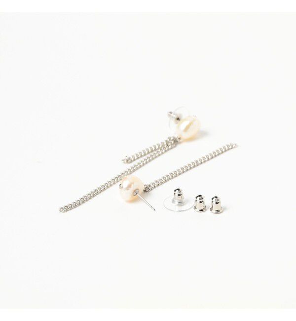 Ray BEAMS 「フリンジチェーン 淡水パール ピアス」|ピアス|