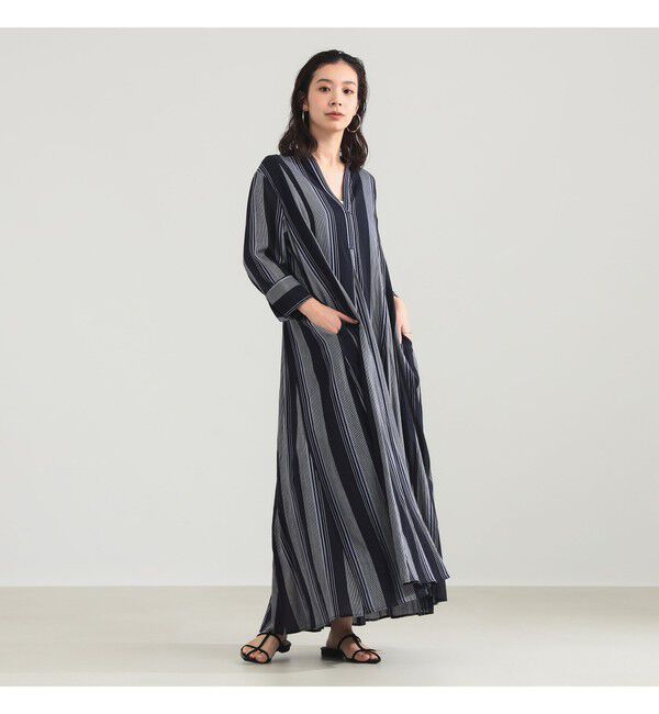 Demi-Luxe BEAMS 「ne Quittez pas / ボイル ストライプ パネル ワンピース」|ワンピース|