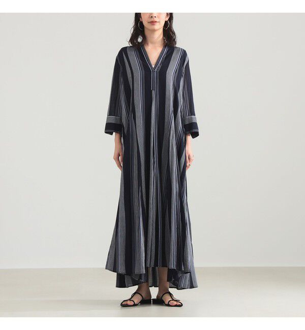 Demi-Luxe BEAMS 「ne Quittez pas / ボイル ストライプ パネル ワンピース」|ワンピース|