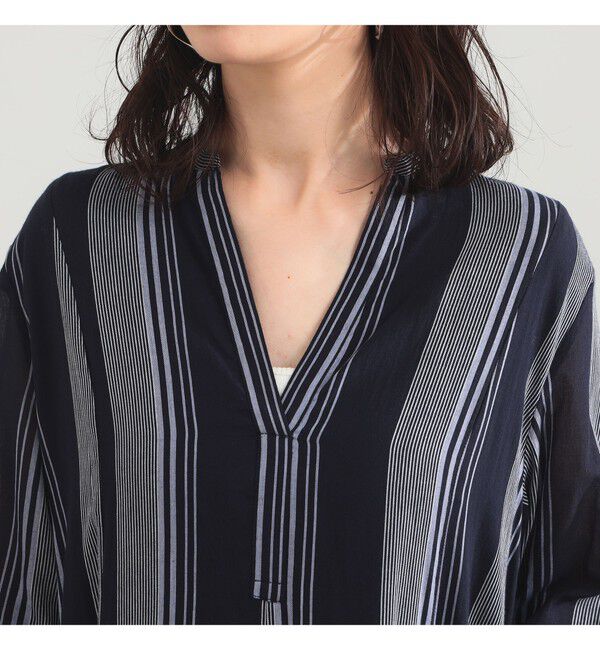 Demi-Luxe BEAMS 「ne Quittez pas / ボイル ストライプ パネル ワンピース」|ワンピース|