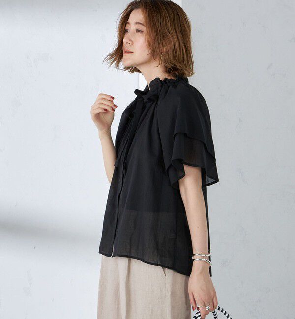 SHIPS for women「〈手洗い可能〉コットンボイル ネックギャザー ボウタイ ブラウス」|シャツ・ブラウス|