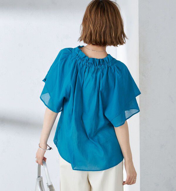 SHIPS for women「〈手洗い可能〉コットンボイル ネックギャザー ボウタイ ブラウス」|シャツ・ブラウス|