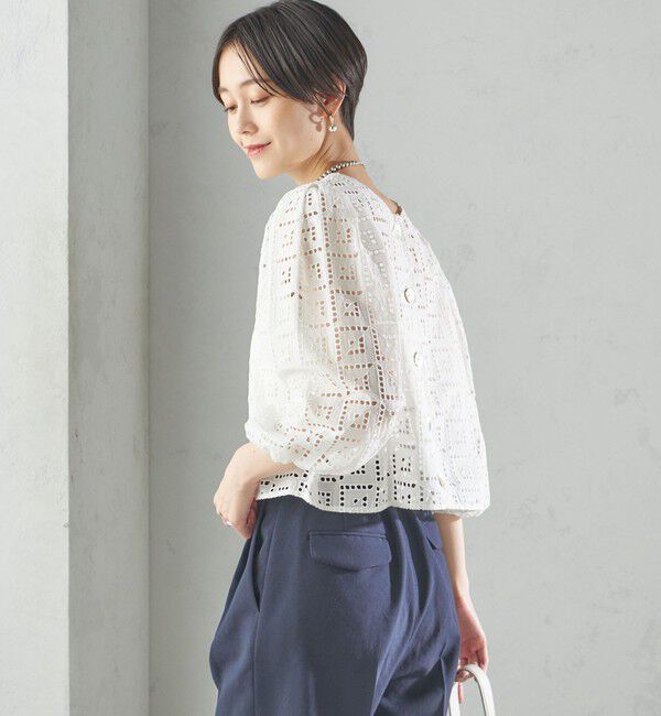 SHIPS for women「〈手洗い可能〉Broche スクエア レース 2WAY ブラウス」|シャツ・ブラウス|