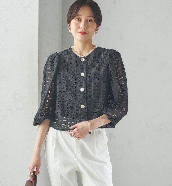 SHIPS for women「〈手洗い可能〉Broche スクエア レース 2WAY ブラウス」|シャツ・ブラウス|