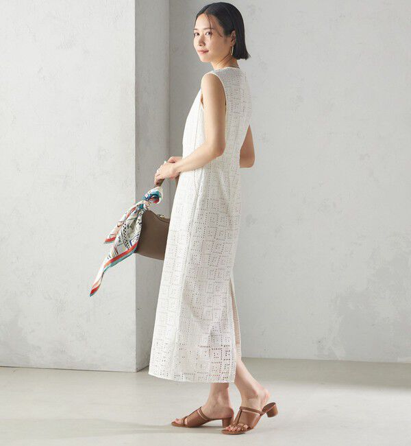 SHIPS for women「〈手洗い可能〉Broche スクエア レース Iライン ワンピース」|ワンピース|