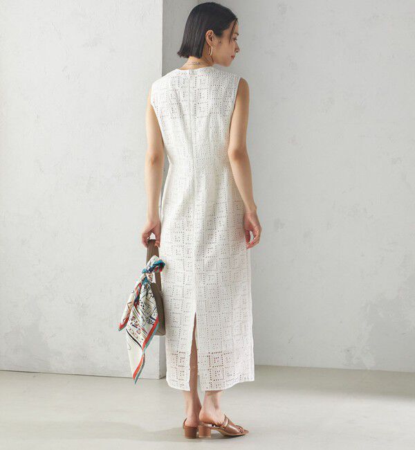 SHIPS for women「〈手洗い可能〉Broche スクエア レース Iライン ワンピース」|ワンピース|