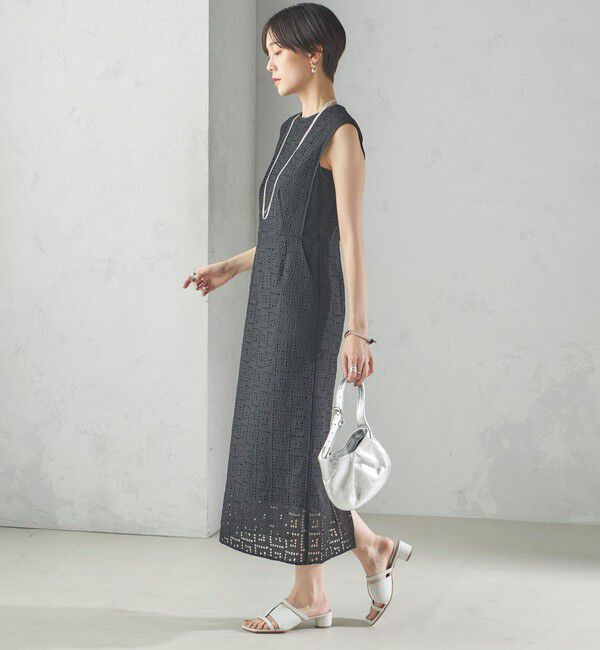 SHIPS for women「〈手洗い可能〉Broche スクエア レース Iライン ワンピース」|ワンピース|ブラック