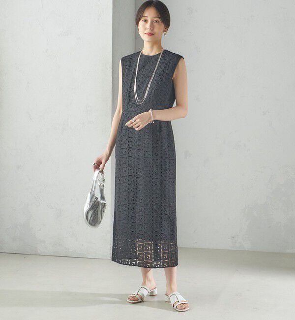 SHIPS for women「〈手洗い可能〉Broche スクエア レース Iライン ワンピース」|ワンピース|