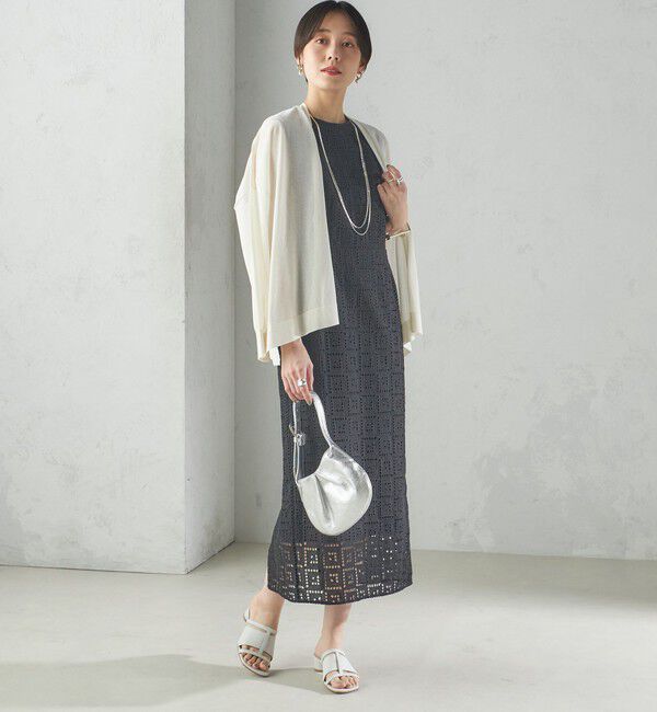 SHIPS for women「〈手洗い可能〉Broche スクエア レース Iライン ワンピース」|ワンピース|