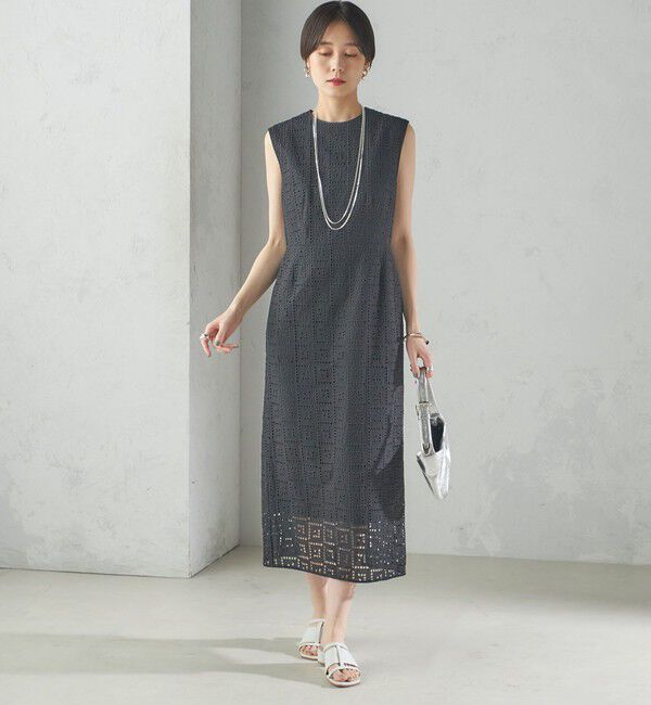 SHIPS for women「〈手洗い可能〉Broche スクエア レース Iライン ワンピース」|ワンピース|