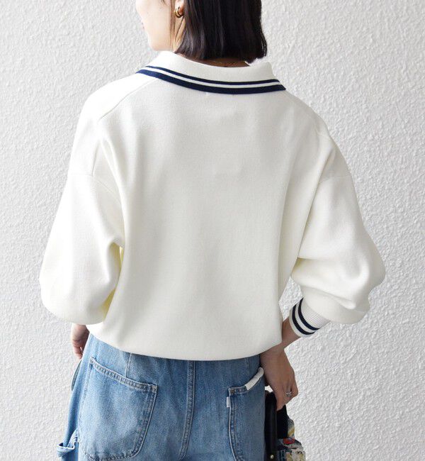 SHIPS any「SHIPS any:〈手洗い可能〉コットン ミックス ライン ポロニット プルオーバー」|ニット・セーター|