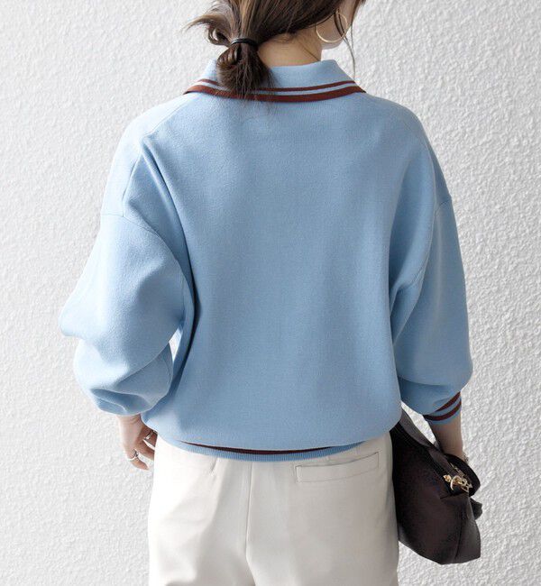 SHIPS any「SHIPS any:〈手洗い可能〉コットン ミックス ライン ポロニット プルオーバー」|ニット・セーター|