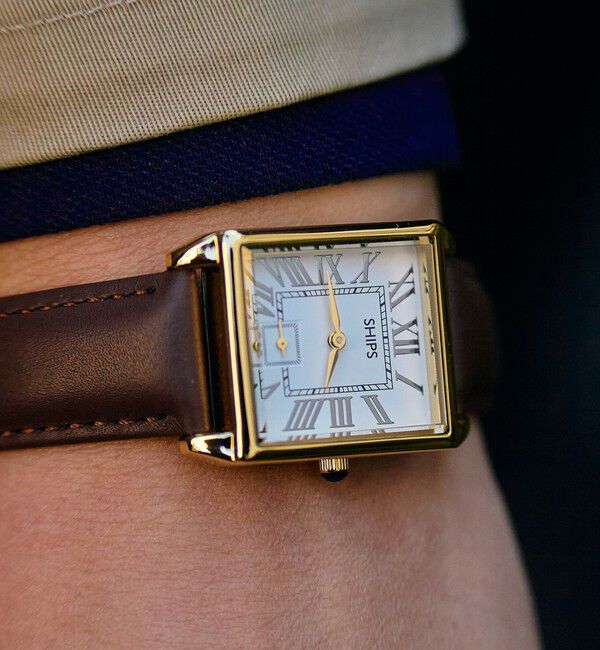 SHIPS「【WEB限定】SHIPS: スクエア Dバックル ウォッチ」|腕時計|ブラウン