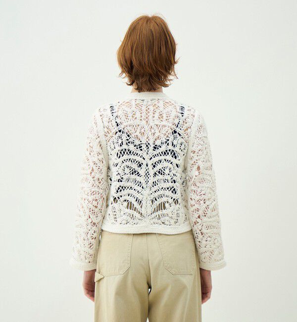 MACPHEE「コットンエンブロイダリー クルーネックジャケット」|ノーカラージャケット|