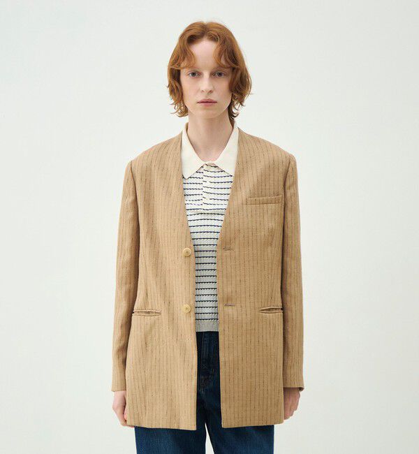 MACPHEE「シルクネップリネン ノーカラージャケット」|ノーカラージャケット|