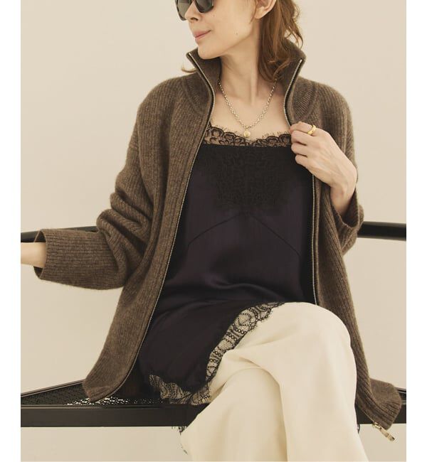 VERMEIL par iena「woolyakmix  knit ZIPカーディガン」|カーディガン|ブラウン