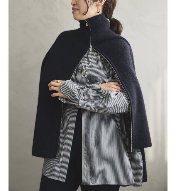 VERMEIL par iena「woolyakmix  knit ZIPカーディガン」|カーディガン|ネイビー