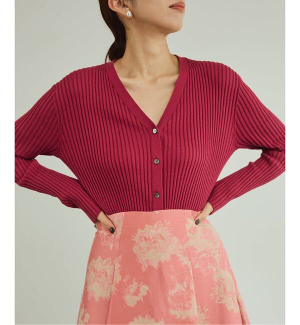 VERMEIL par iena「《WEB限定/追加》イタリア糸 RIB Vネックカーディガン」|カーディガン|