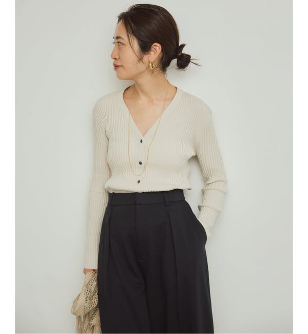VERMEIL par iena「《WEB限定/追加》イタリア糸 RIB Vネックカーディガン」|カーディガン|