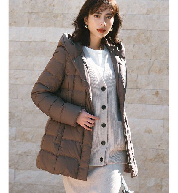 23区「【VERY掲載/新色追加】シレータフタ ミドル丈 ダウンコート」|ダウン|ブラウン系