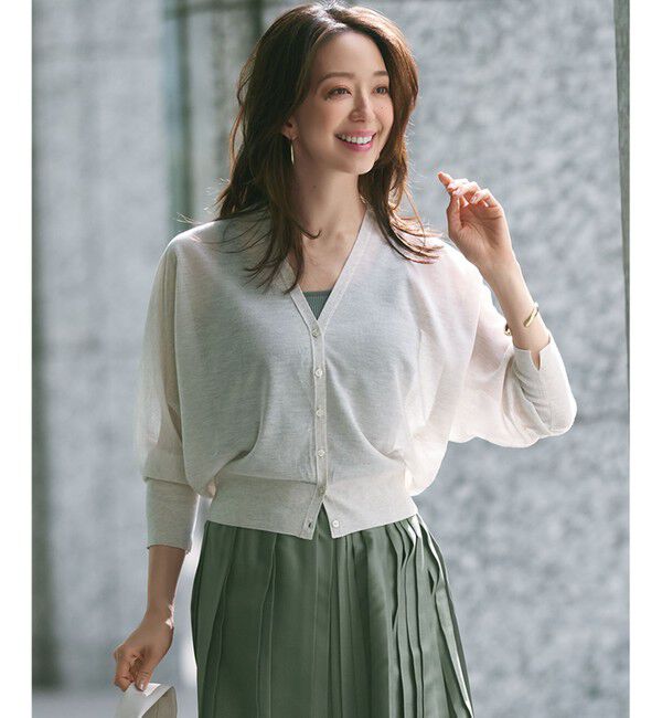 23区「【洗える】シャイニーシアー ドルマンスリーブ カーディガン」|カーディガン|アイボリー系