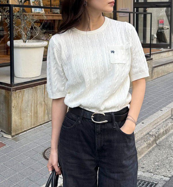 fredy emue「FR刺繍ケーブル柄ポケ付きプルオーバー」|ニット・セーター|